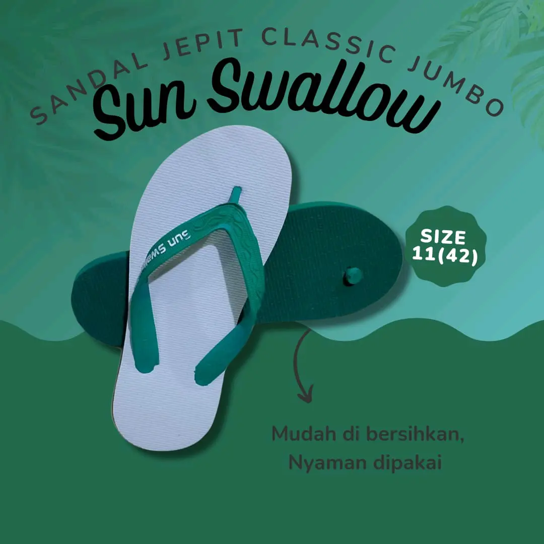 ECERAN SATUAN DAN GROSIR 1/2LUSIN!!! Sandal Sun Swallow Karet Classic Jumbo 11(42) putih red Jepit Pria fleksibel sexy
