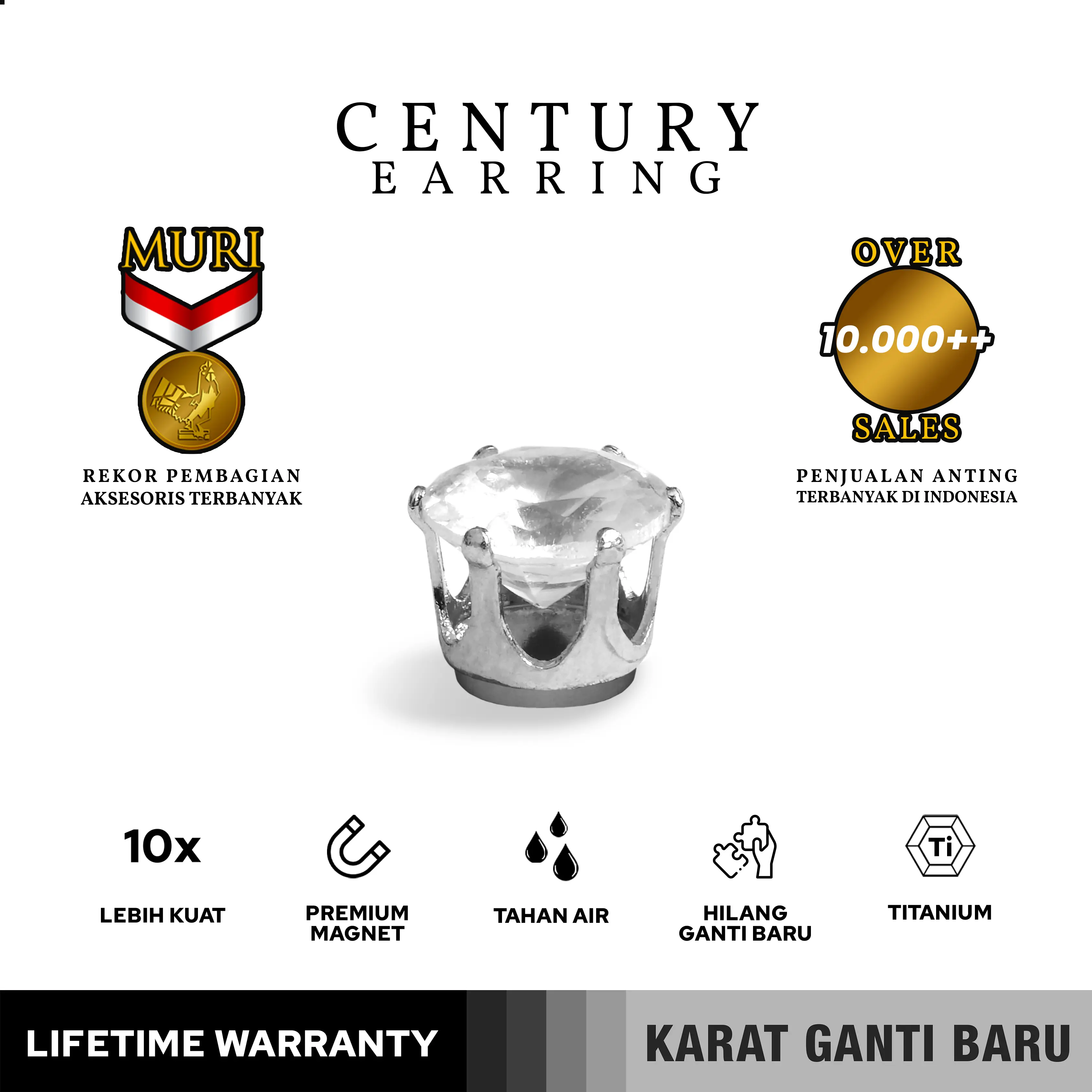 BUY 1 FREE 1 GIFT Emrys CENTURY Anting Magnet TITANIUM Anti Karat Pria dan Wanita