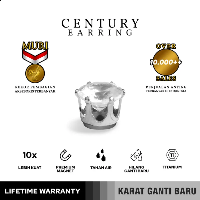 BUY 1 FREE 1 GIFT Emrys CENTURY Anting Magnet TITANIUM Anti Karat Pria dan Wanita 0