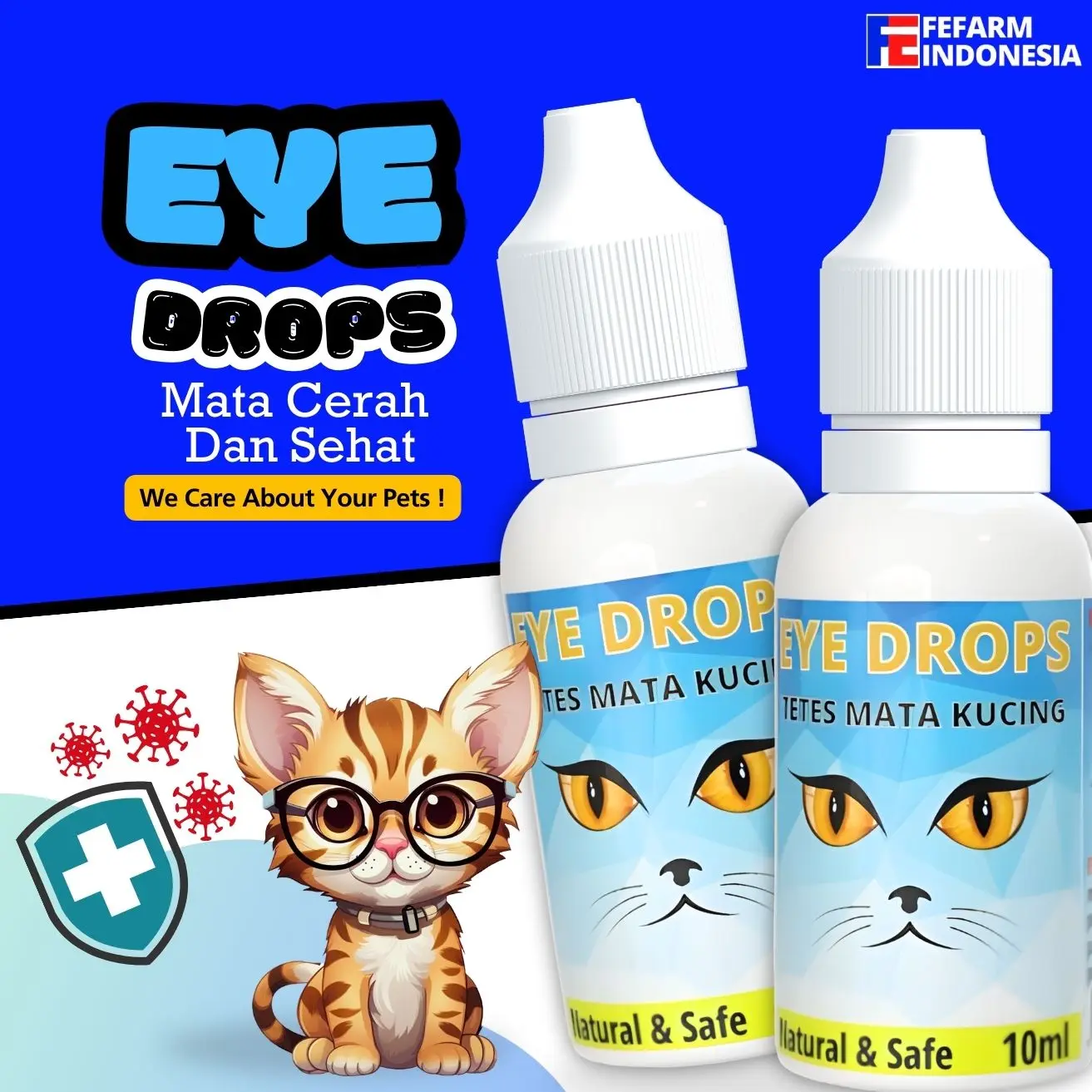 Tetes Mata Kucing EYE DROPS 10ml Meredakan Sakit Mata karena Iritasi Infeksi atau Berair Pada Hewan Peliharaan FEFARM