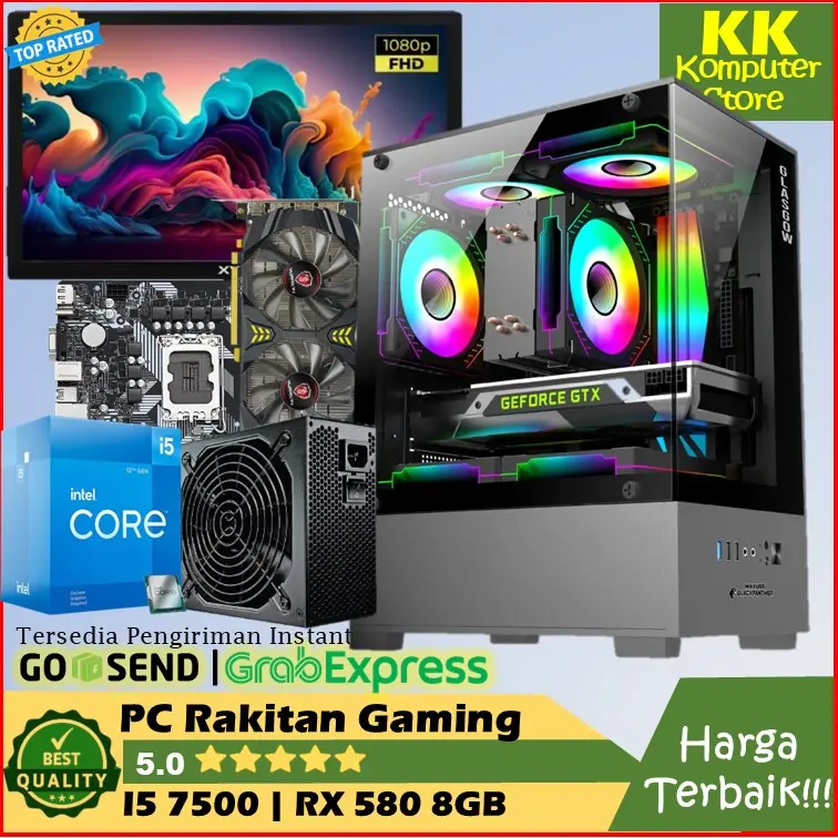 Pc Rakitan Gaming Fulset Core i5 7500 | RX 580 8GB| Ssd 128GB |Ram 16GB [ Fulset atau Pc Only ]