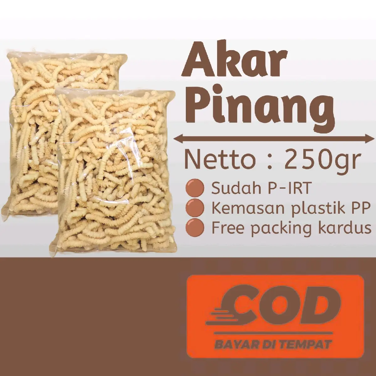 Cemilan Akar Pinang Gurih Krispy Khas Kotabaru Kemasan Ekonomis 250gr.