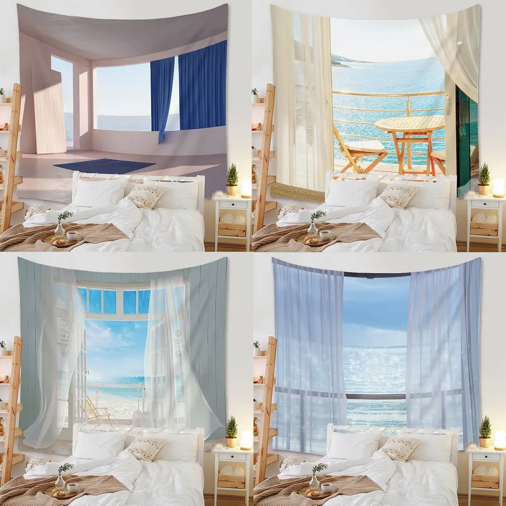 Aesthetic Sea Landscape Boho Home Korean Room Decor Wall Hanging
