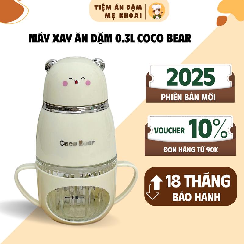  Máy Xay Ăn Dặm Cho Bé Coco Bear 8 Lưỡi Cối Thủy Tinh 300ml Xay Thịt Cháo Sinh Tố Rau Củ Đa Năng 
