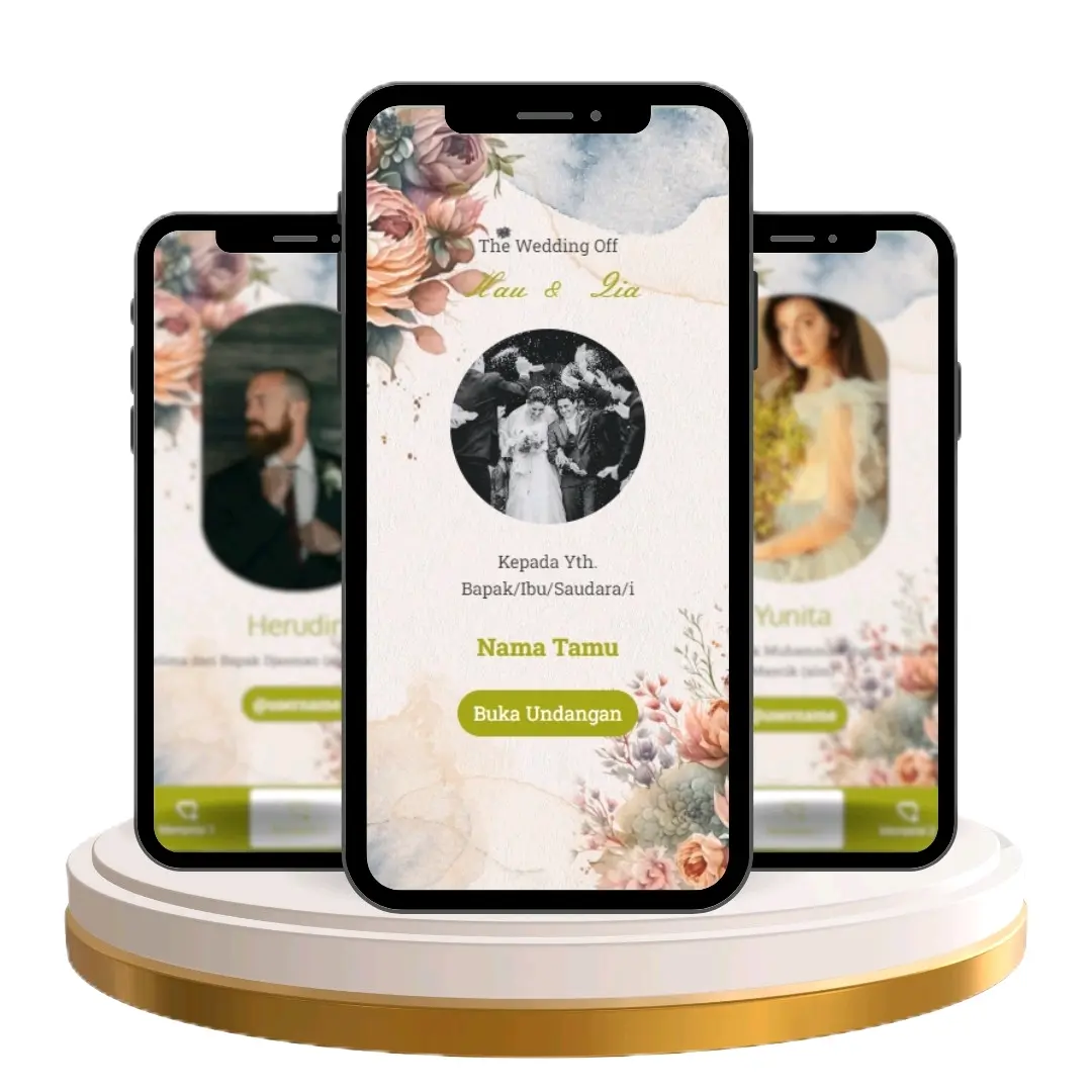 Undangan Pernikahan Golden Foral dengan Desain Elegan - Cards