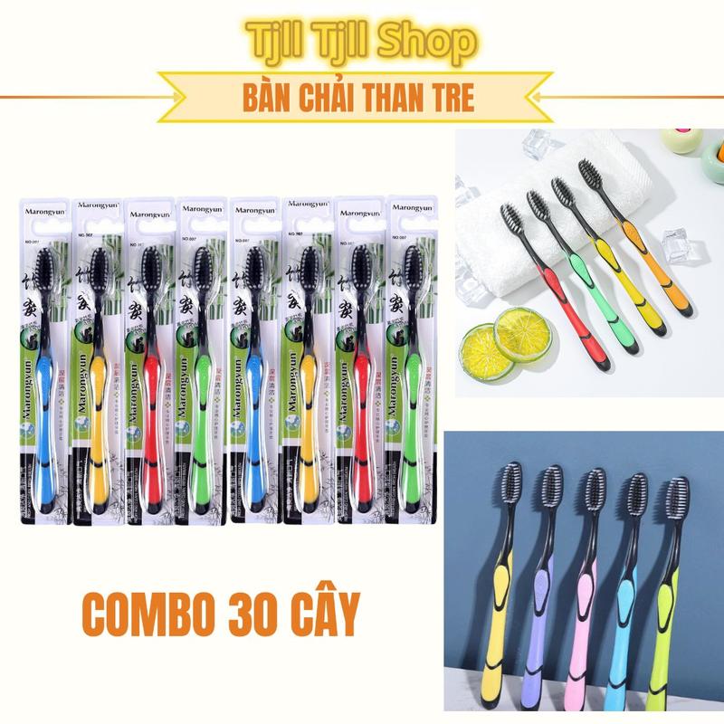 Combo 30 Bàn Chải Đánh Răng Than Tre Hoạt Tính - Lông Mềm Mảnh, Đầu Nhỏ Dễ Chải, Lông Than Làm Sạch Kẽ Răng