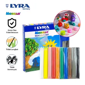 (1 Set) Lilin Mainan LYRA Modello Schoolplast 10 Warna Clay Doh Plastisin 200g Anti Kering Lengket Aman Tidak Beracun Berminyak Non Toxic