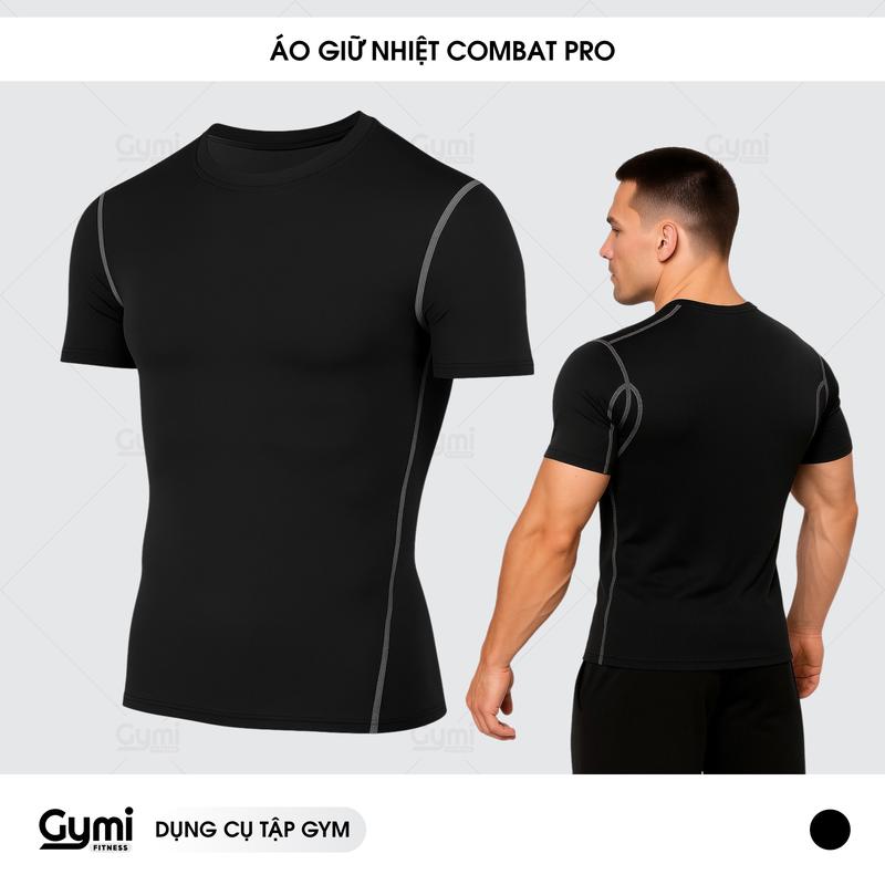 Áo Thun Giữ Nhiệt Tay Ngắn Cổ Tròn Tập Thể Dục, Thể Thao Thể Dục Nam Tập Gym PRO COMBAT Sport Bóng Đá Bóng Rổ Chơi Thể Thao
