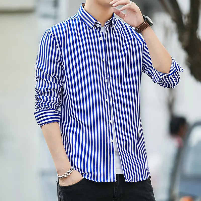 Men's Casual Stripe Shirt with Long Sleeve