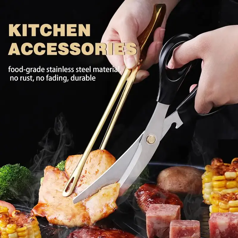 Tongs Makanan Pegangan Panjang Baja Stainless 12 Inch BBQ Dapur Tongs Non-slip Portable Picnic Tongs Salad Steak Tongs 5