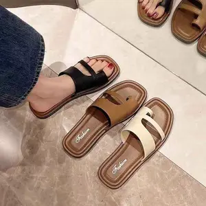‌Sandal Wanita Santai Gaya Prancis - Flat Murah Retro Tanpa Gesper, Nyaman Pakai, Desain Minimalis untuk Musim Panas