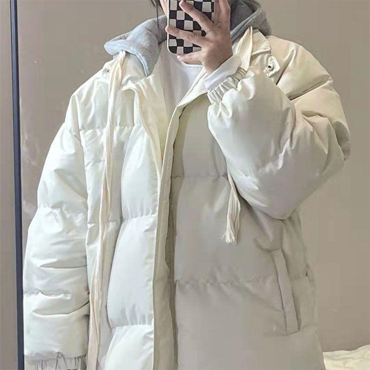 Product Introduction of Loose Slim Hooded Two Piece Set Parkas Spell Color Simple Casual Fashion Women's Parkas Basic Office Ladies Womenswear Coats 6