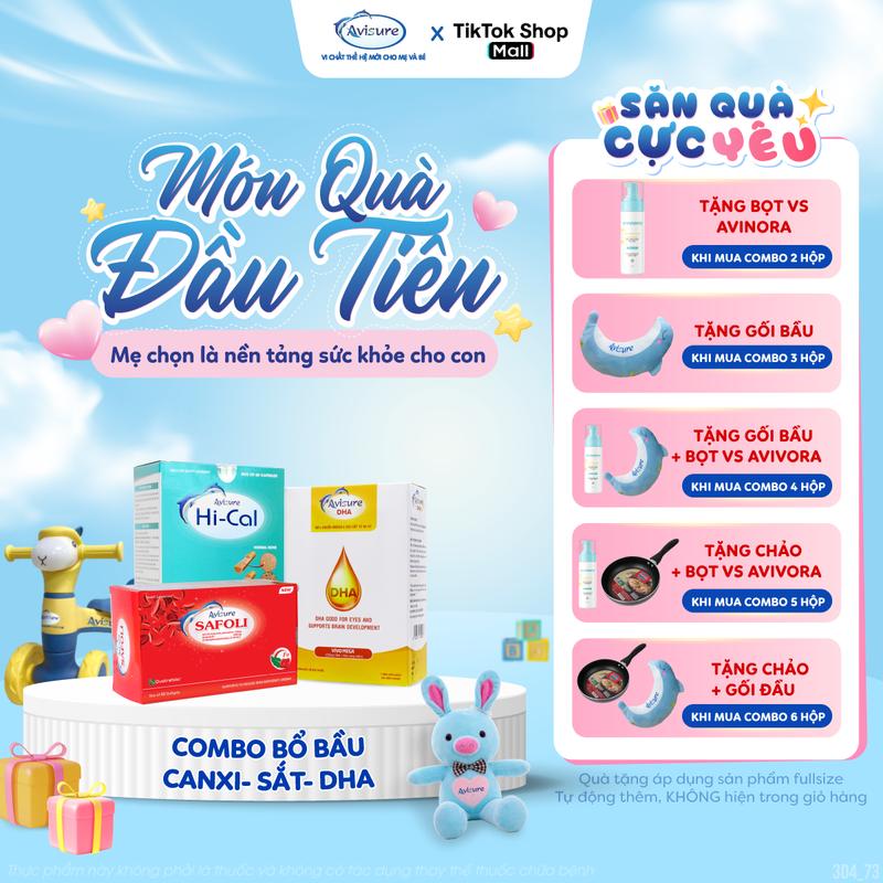 (CHUYÊN GIA KHUYÊN DÙNG) Canxi-Sắt-DHA chuẩn khuyến cáo cho mẹ bầu loại 30v- Hỗ trợ giảm đau mỏi do thiếu sắt, thiếu canxi - Bộ 3 Avisure bổ
