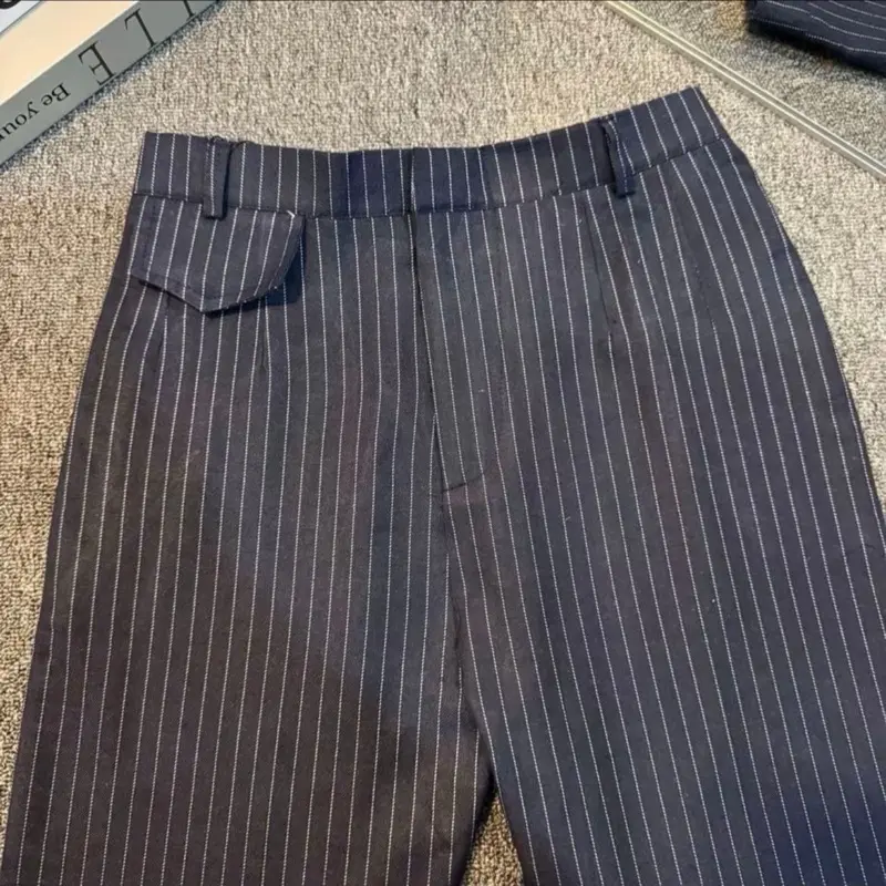 Oro Pants Stripe Bangkok Loose Pants Wanita Celana  Panjang Casual Antikusut Highwaist Korean Style Katun celanapanjang kulot Kekinian 4