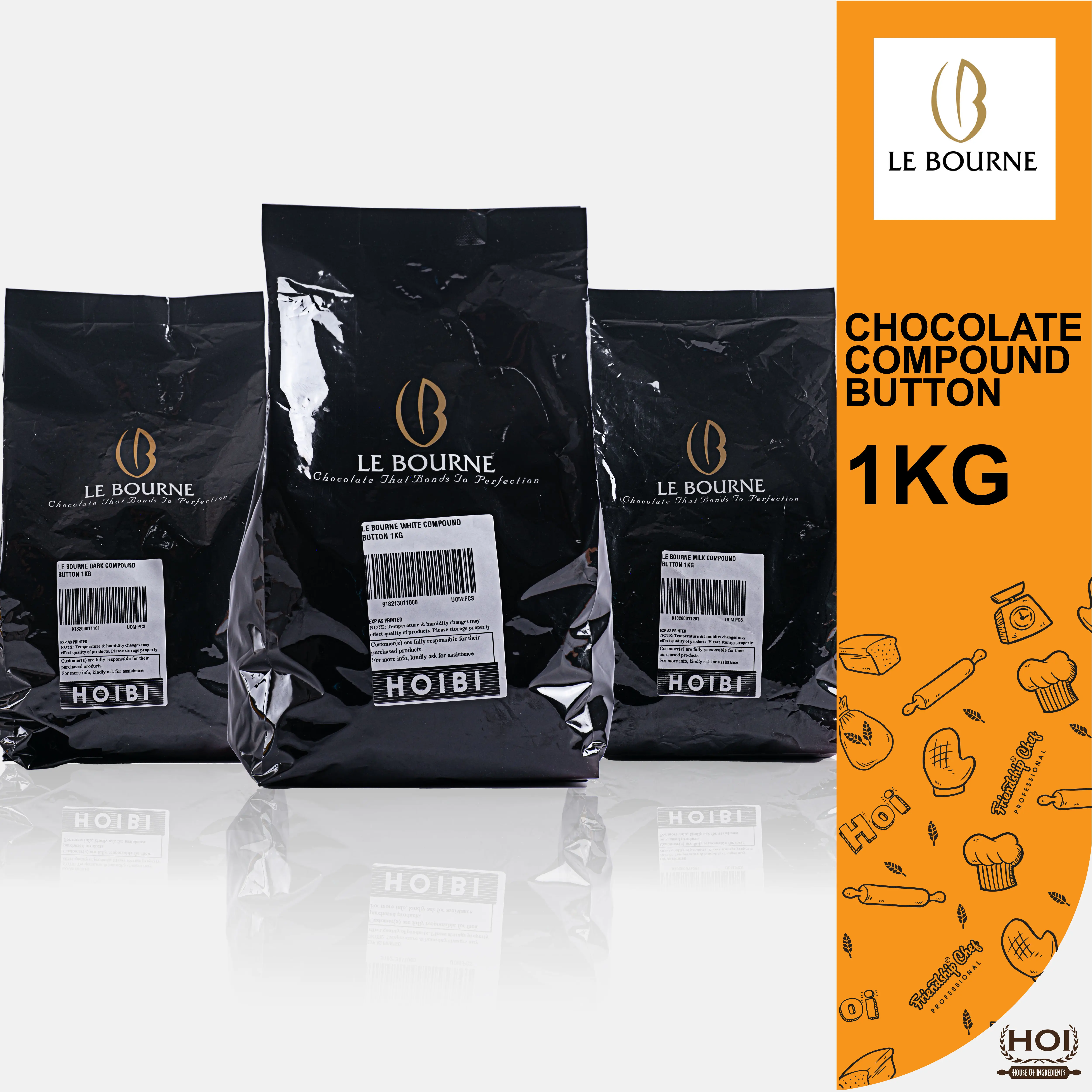LE BOURNE Chocolate Compound (Button) 1KG | Le Bourne Kompoun Coklat (Button) 1KG