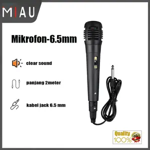 Profesional DynamicMicrophone Mic Kabel Jack Besar 6.5mm/3.5mm AdaSwitch On Off Suara Mantap Mic Kabel MurahColokan Hitam