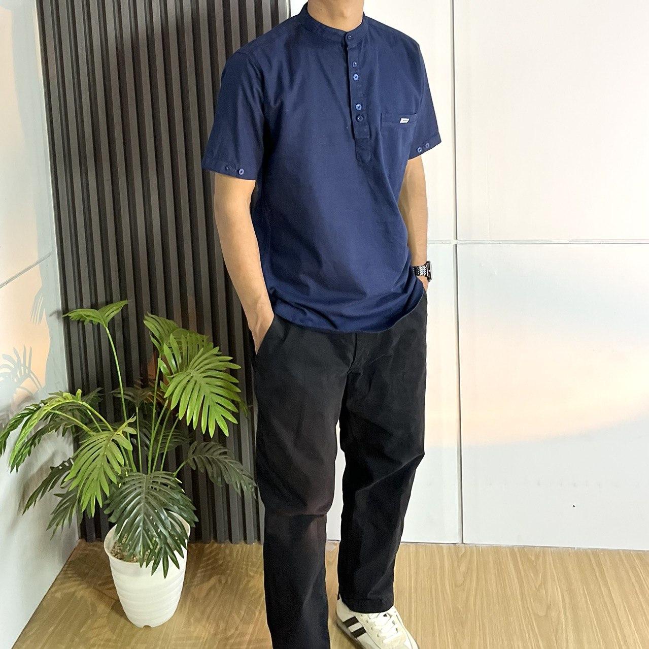 Ammaz Baju Koko Pria Lengan Pendek Katun Premium Terbaru Kekinian Bahan Nyaman Desain Trendi Cocok untuk Gaya Kekinian dan Tampilan Modis Muslim Dewasa Kurta