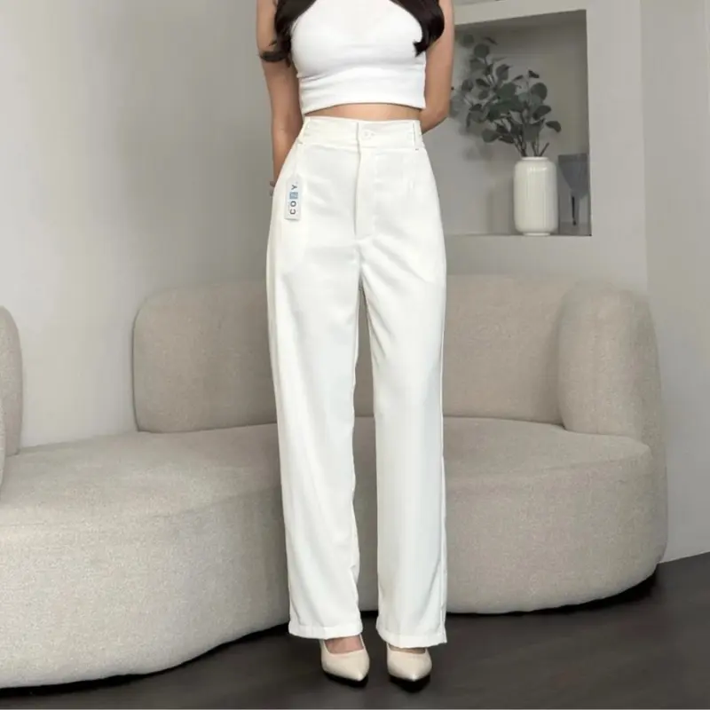 Classic Loose Pants - Celana Highwaist Anti Kusut - Trousers Kantor Formal / Casual Long Cullote Celana Kulot Highwaist Loose Pants Trousers - Celana Kulot Wanita Anti Kusut Premium 0