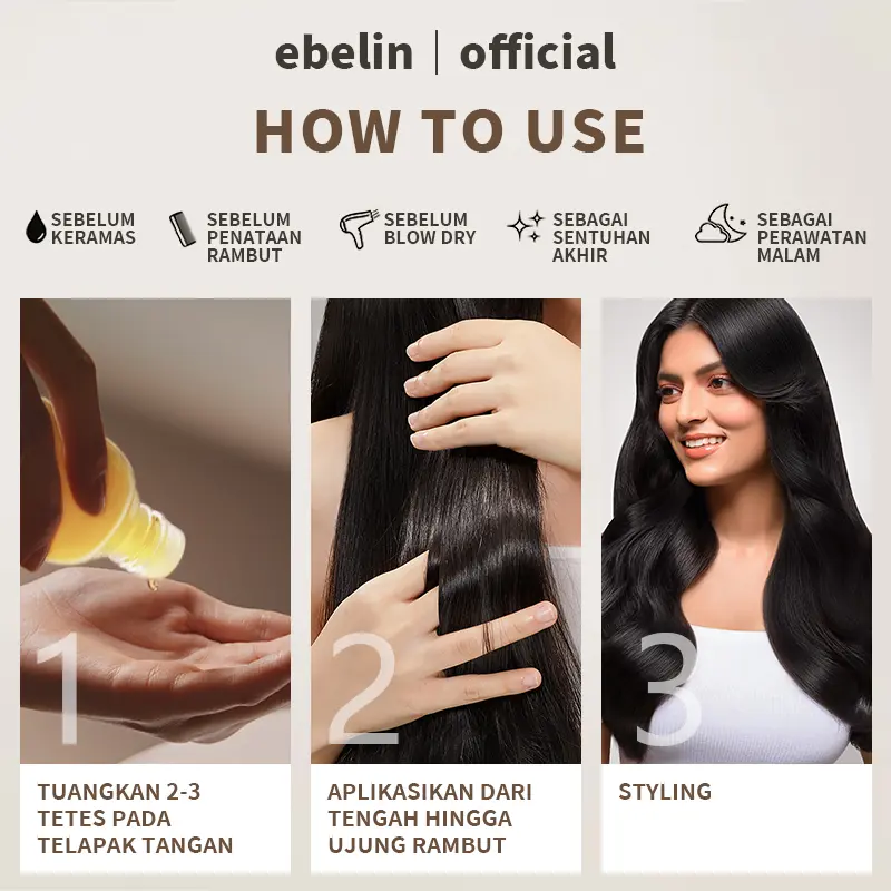 Ebelin Hair Serum—Anti Frizz|Anti Hair Fall Treatment with Biotin keratin Ginseng&Ginger Extract Mengatasi Rambut kering&Rontok Mengkilaukan|Perawatan Melurukan Rambut Pria Wanita|Menyuburkan Menghaluskan Rambut Perawatan Haircare|4 HERBS&2 VITAMINS 4