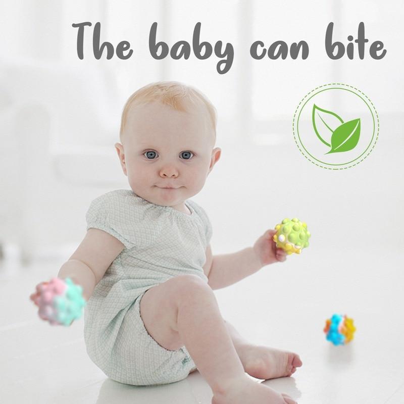 Product Introduction of 2pcs Rainbow Ball Push Bubble Antistress Cube Decompression Toys Squeeze 3D Elastic Ball Stress Relief Sensory Toy For Kids Gift 9