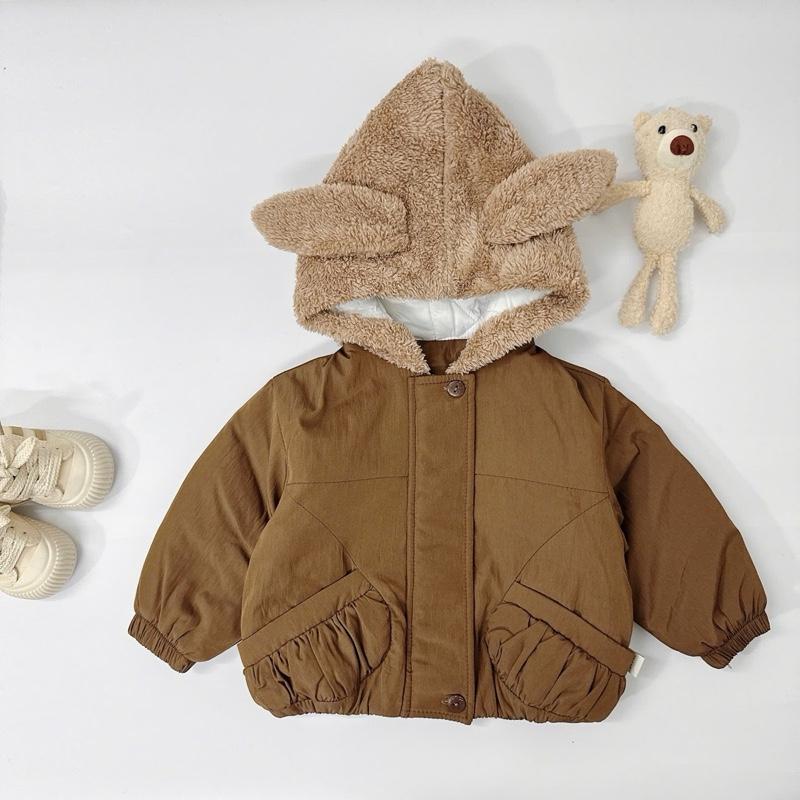BeHan Áo khoác gió trần bông phối mũ tai thỏ cho bé 8-21kg - 25B199