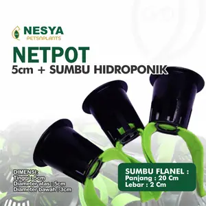 25 pcs Netpot Hidroponik dan Sumbu Flanel Hidroponik, Netpot Sumbu Flanel Hidroponik