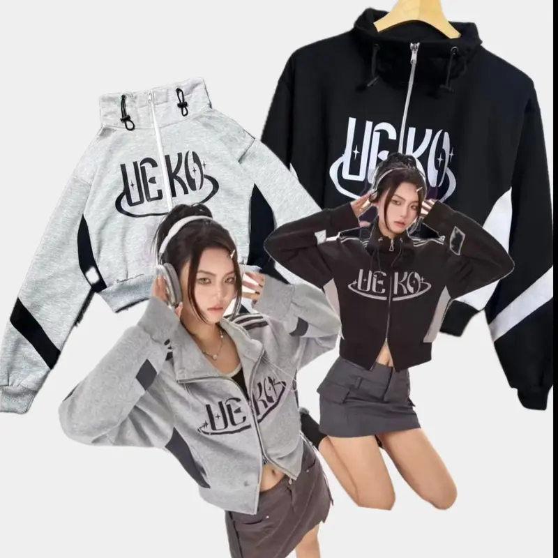 Veko Jacket Crope Wanita Oversize - Jacket Wanita Croope Korean Style Kekinian 0
