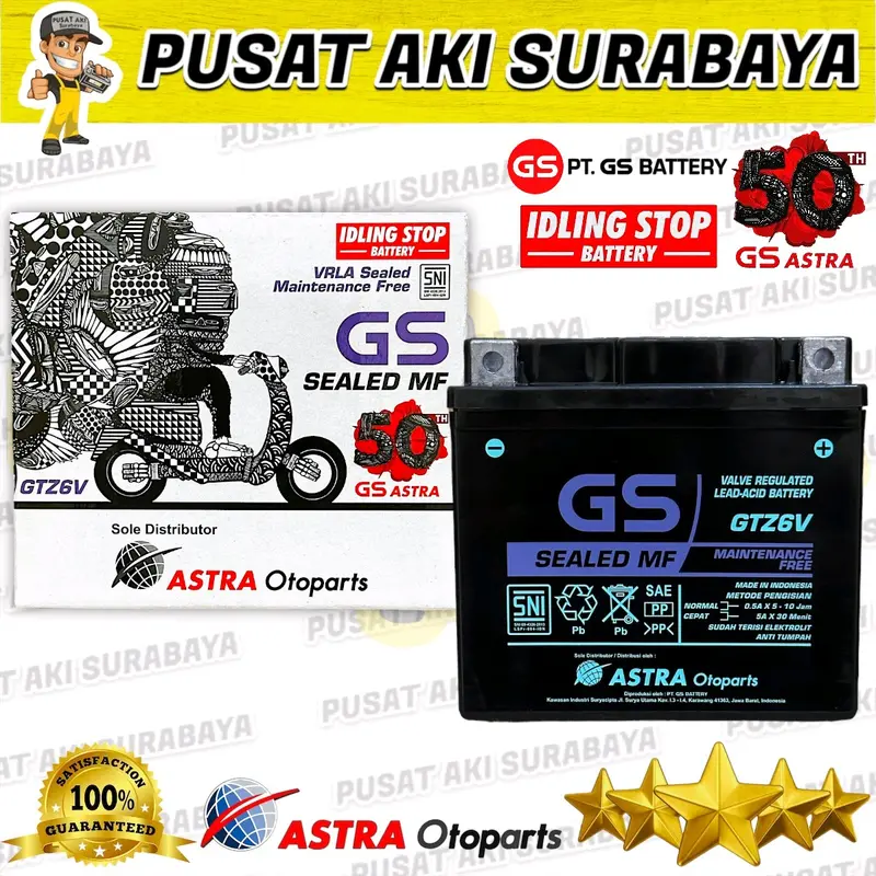 ASLI GS ASTRA GTZ6V ORIGINAL ACCU AKI KERING SEPEDA MOTOR YAMAHA ALL NEW NMAX LEXI MTZ6S YTZ6V 5