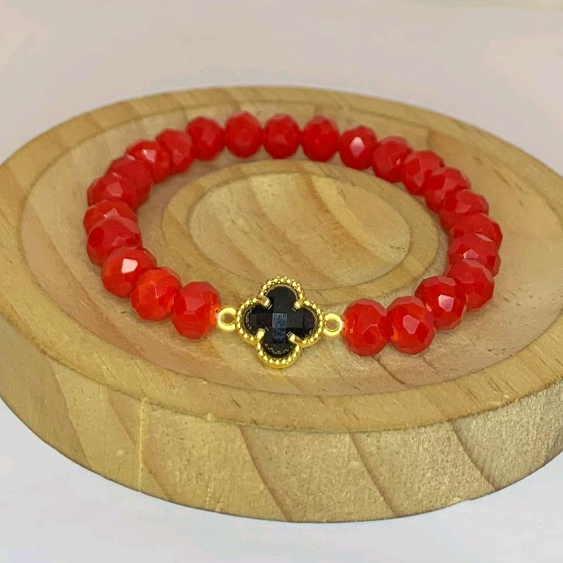 Gelang Kristal Ceko Clover Hitam - Gelang Tangan wanita - Bracelets 2