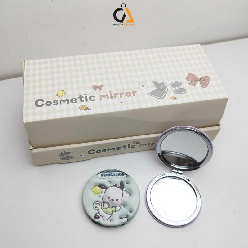 1 Pcs Cermin Kaca Rias Lipat Kecil 2 Sisi Model Persegi & Bulat Karakter Sanrio Motif Cartoon Lucu Eyelash 5