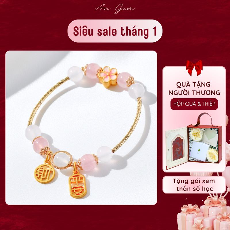  Vòng tay đá tự nhiên mix charm chữ may mắn bình an Tết Cổ Truyền 2025 An Gem lắc tay phong thuỷ phối charm mai vàng đào thắm đón Xuân quà tặng sinh nhật giáng sinh Noel Tết Valentine   TẶNG GÓI XEM THẦN SỐ HỌC  