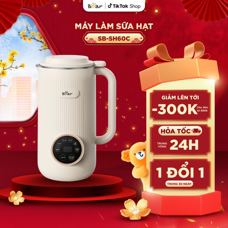 Ưu Đãi Sốc Máy Làm Sữa Hạt BEAR Máy Nấu Sữa Hạt Đa Năng Máy Xay Sữa Hạt Máy Làm Sữa Đậu Nành Nguyên Chất Chống Ồn SB-SH06C