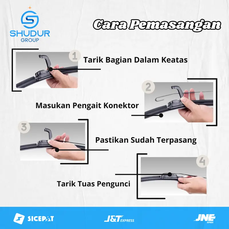 Shudur Group Wiper Frameless Mobil Tanpa Rangka Besi Sepasang Kiri dan Kanan Universal Berkualitas Cocok Untuk Semua Mobil Windshield Blade Karet Kaca Kendaraan 4