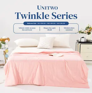 UNITWO ID [KHUSUS LIVE-BED COVER ONLY] UNITWO Twinkle Series Bed Cover Korea Two Tone Airflow Crinkle Selimut Tidur Lembut Seersucker Motif Aesthetic 180X200 160X200 120X200