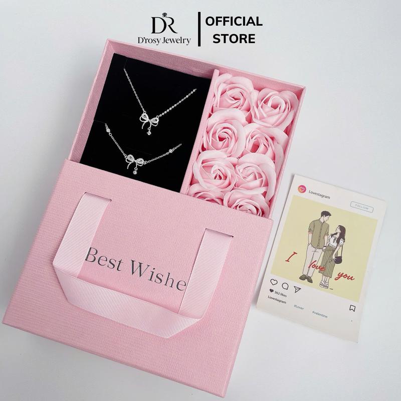 Set quà tặng S925 D'ROSY dây chuyền lắc tay xinh xắn tặng người thương D'ROSY JEWELRY S04