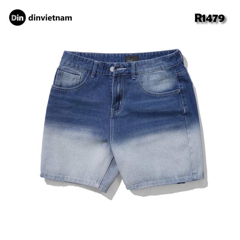 Quần Short Jeans Nam Trên Gối R1479 Xanh Trắng Chuyển Màu Heaven Jeans – Chất Denim Mềm Mịn Dễ Phối Đồ Phong Cách Street Wall Năng Động – DIN VIETNAM