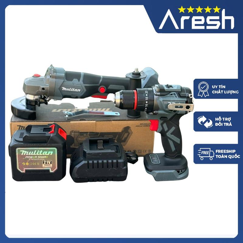 { MUA BỘ MÁY MÀI TẶNG THÂN MÁY KHOAN } Máy mài góc, máy cắt Mulitan, lõi đồng, động cơ từ không chổi than, kèm pin 20cell + sạc cốc + thân khoan 10ly