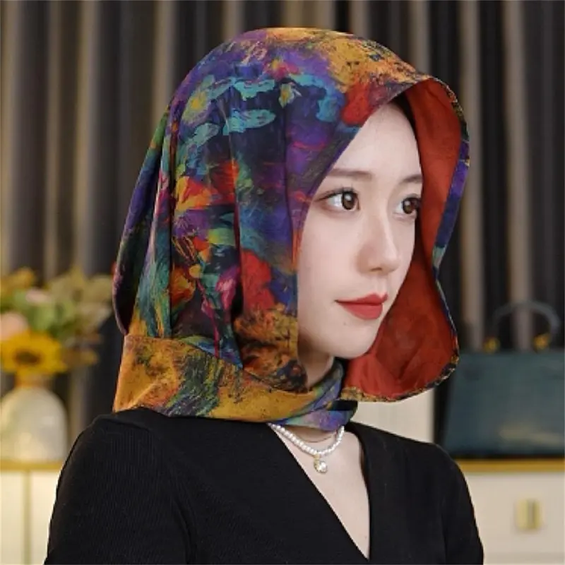 Mũ Khăn Quàng Lụa Chống Nắng Du Lịch, Hàng Mới Về, Sợi Đám Mây Thơm Giả, Hoa Hai Mặt, Đa Năng, Khăn Quàng Cổ Đội Đầu Cho Nữ 1