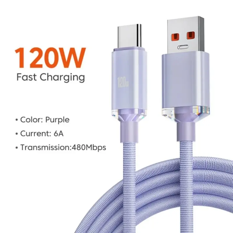 Cáp sạc nhanh, USB 3.0, 6A, Truyền, 25cm / 1m / 1,5m / 2m, Cáp sạc nhanh 120W, Cáp sạc Type C tốc độ cao, Phát hành năm 2024 1