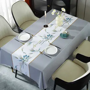 Taplak Meja PVC Persegi Panjang - Tahan Air, Anti Noda Minyak, Tanpa Perlu Dicuci, Tahan Panas, Gaya Skandinavia dan Instagramable, Kesan Mewah dan Elegan, Cocok untuk Meja Kopi atau Meja Makan.