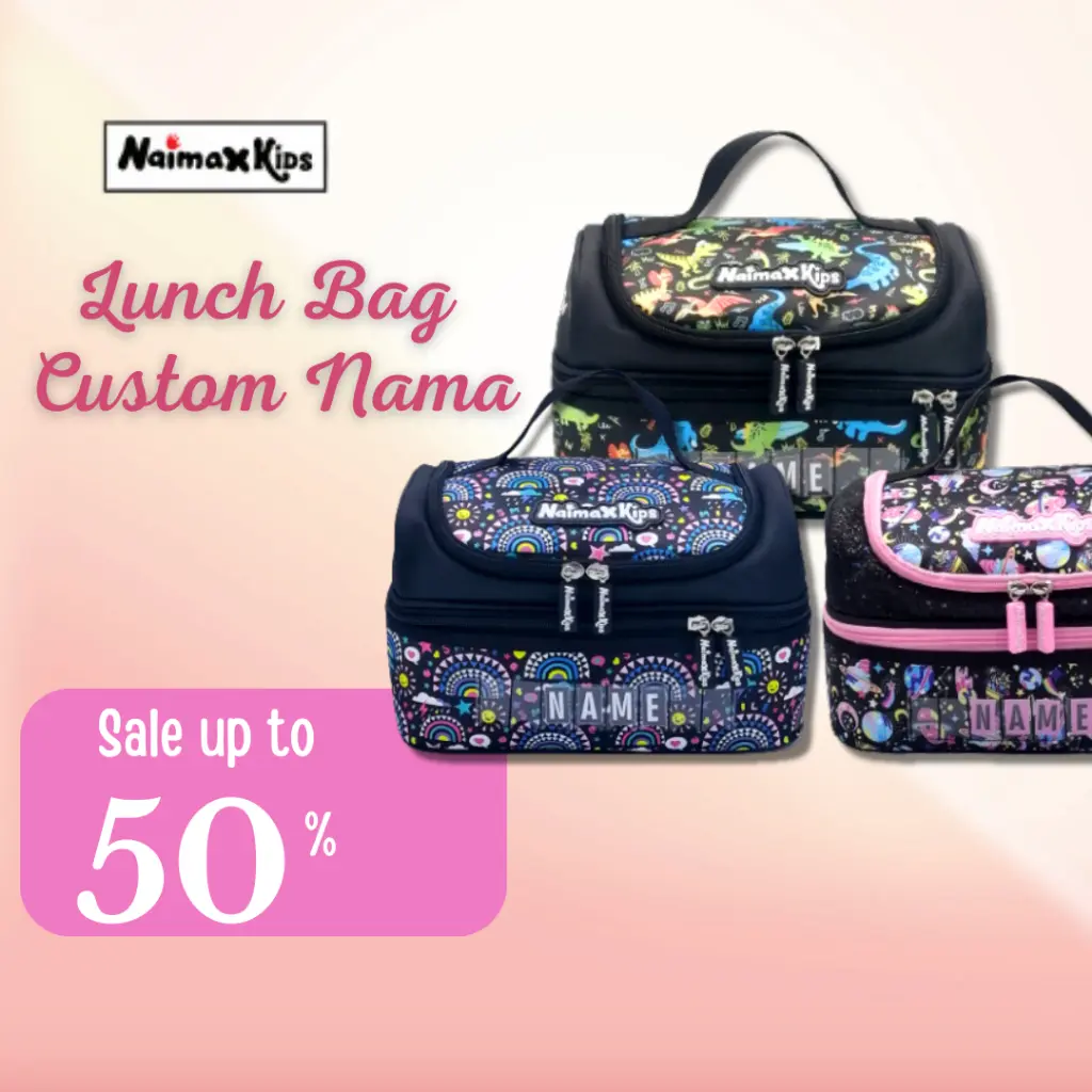 Tas Bekal Custom Nama | Naimax Kids Double Decker | Lunch Box Original
