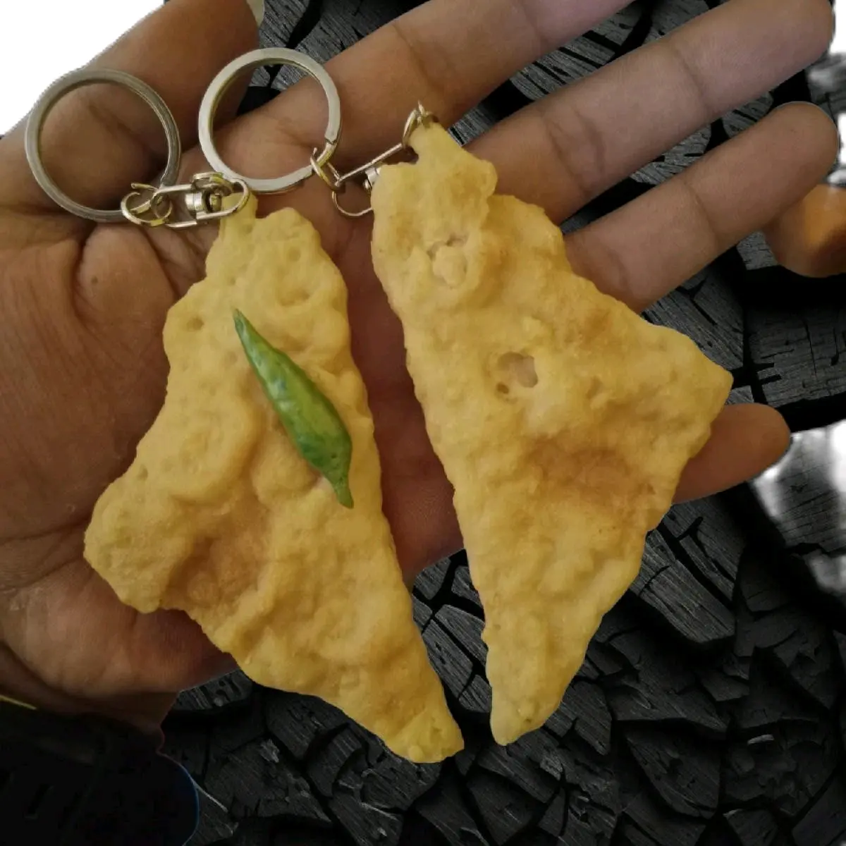 Ganci Gantungan Kunci Tempe Mendoan Viral - Bahan Fiber Berkualitas