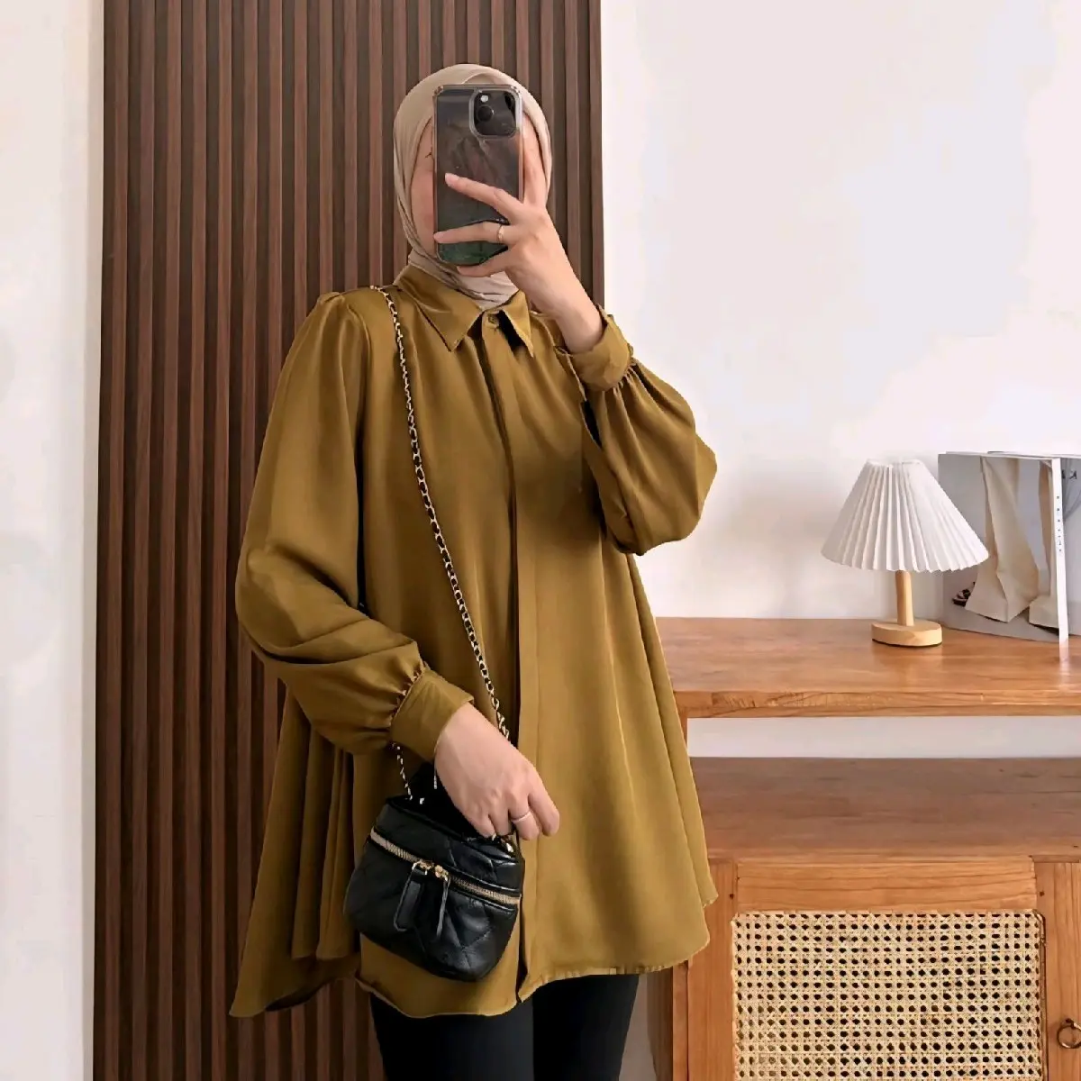 KINKA BLOUSE SHAKILA POLOS ATASAN WANITA PREMIUM BAJU MUSLIM PANJANG TERBARU kemeja  polos atasan wanita kekinian kemeja  oversize viral Tangan Kancing