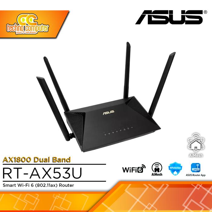 Gambar ROUTER ASUS RT-AX53U Dual Band WiFi 6 AX1800 Wireless Router dari Techno Computer Bali Kota Denpasar Tokopedia