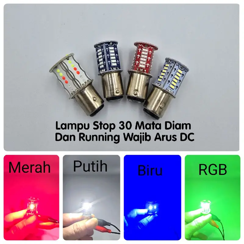 Lampu Stop Motor Running 30 Mata Wajib DC - Lampu Rem Variasi 30Mata Diam - Kedip 0