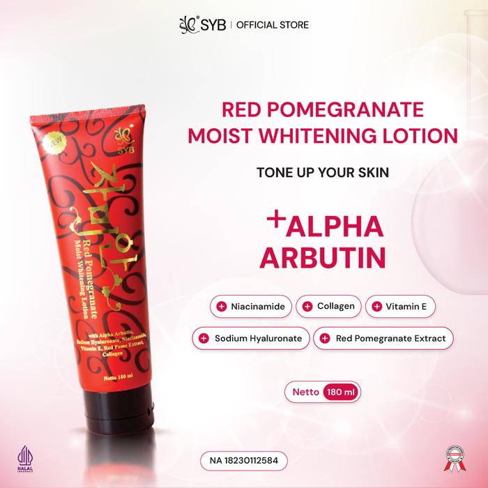 Promo NEW SYB Pomegranate Moist Whitening Lotion dengan Collagen & Niacinamide 180ml [Perawatan Kulit Cerah dan Lembab] - RED POME di Syb
