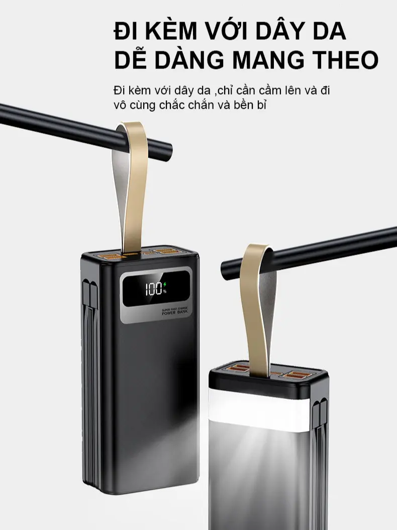 Sạc Dự Phòng HB63 50.000MAH , Tích Hợp 2 Dây Sạc , Sạc Siêu Nhanh,  Bảo Hành 12 Tháng [ Đổi trả bất kỳ lý do gì ] Phụ Kiện Điện Thoại Pin Dự Phòng Đèn | BigBuy360 - bigbuy360.vn