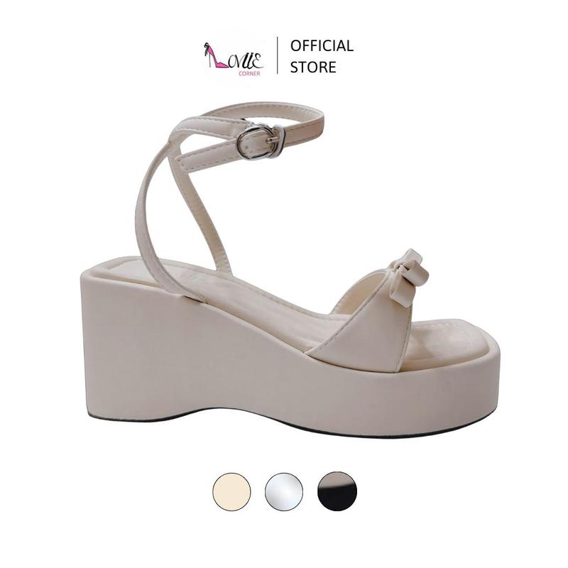 LOVIIECORNER - GIÀY ĐẾ XUỒNG CAO GÓT PHỐI NƠ - GIÀY NỮ ĐẾ BẰNG XINH CÓ HẬU SANDAL ĐI HỌC - SANDAL XUỒNG QUAI CÀI ĐI HẰNG NGÀY 9 PHÂN - SS250501