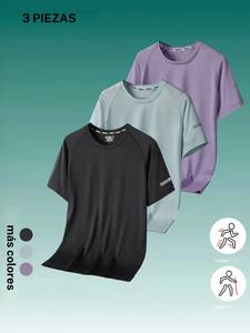 Conjunto de 3 piezas para mujer: camiseta deportiva transpirable y ligera de manga corta para correr al aire libre, de secado rápido, ideal para entrenamiento y uso casual en verano