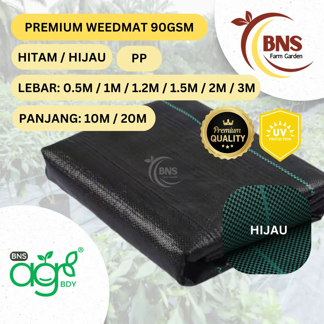 [10M / 20M Cut] 0.5M/1M/1.2M/1.5M/2M/3M (70/90gsm) Agrobuddy X BNS Penutup Tanah Kawalan Rumput / Weed Control Mat/ Weedmat